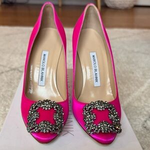 Manolo Blahnik Fuchsia Embellished Heels
